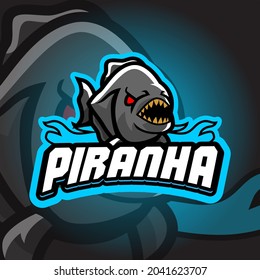 Piranha Esport logo. Suitable for team logo or esport logo and mascot logo, or tshirt design.