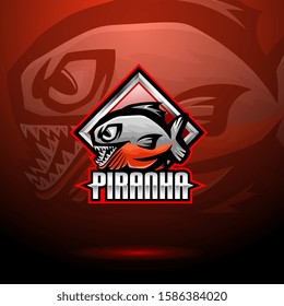 Piranha esport mascot logo design