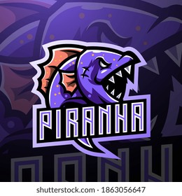 Piranha esport mascot logo design