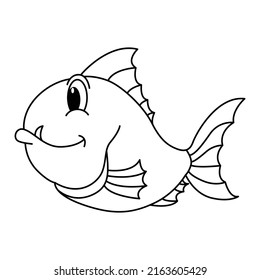 Piranha fish cartoon coloring page illustration vector. For kids coloring book.