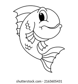 Piranha fish cartoon coloring page illustration vector. For kids coloring book.
