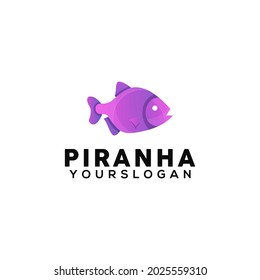 piranha fish colorful logo design template