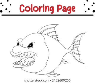 piranha fish coloring page for kids