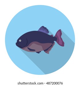 Piranha fish icon flat. Singe aquarium fish icon from the sea,ocean life flat.