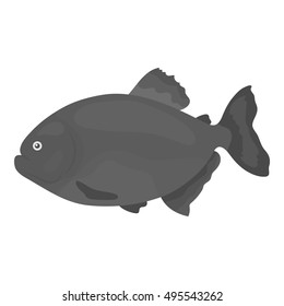Piranha fish icon monochrome. Singe aquarium fish icon from the sea,ocean life monochrome.
