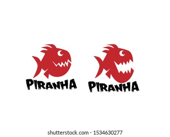 piranha fish logo icon for adventure or fishing sport team