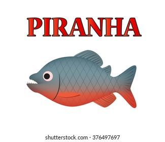 Piranha fish in realistic style, vector fish