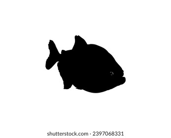 Piranha Fish Silhouette, can use for Logo Gram, Website, Art Illustration, Pictogram, Icon or Graphic Design Element. Vector Illustration