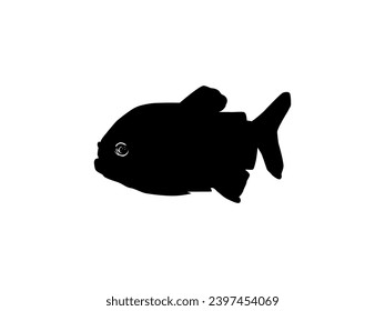 Piranha Fish Silhouette, can use for Logo Gram, Website, Art Illustration, Pictogram, Icon or Graphic Design Element. Vector Illustration