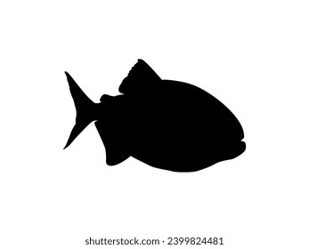 Piranha Fish Silhouette, can use for Logo Gram, Website, Art Illustration, Pictogram, Icon or Graphic Design Element. Vector Illustration 