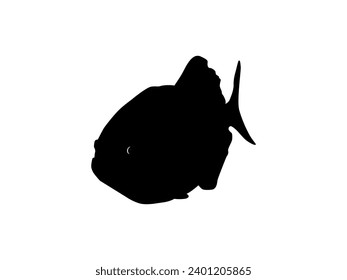 Piranha Fish Silhouette, can use for Logo Gram, Website, Art Illustration, Pictogram, Icon or Graphic Design Element. Vector Illustration 