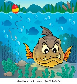 Piranha fish underwater theme 4 - eps10 vector illustration.