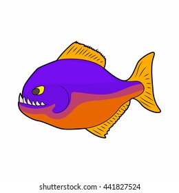 Piranha icon in cartoon style on a white background