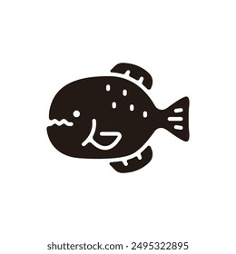 Icono de Piraña. Versión de silueta plana.