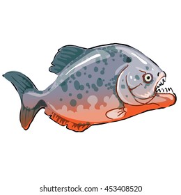 Piranha isolated on white background. Vector illustration.