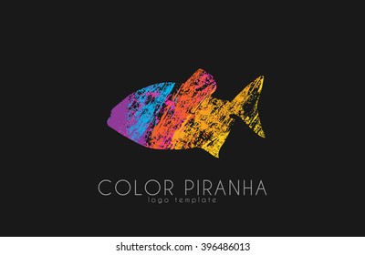 Piranha logo design. Fish logo. color piranha.
