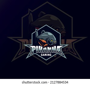piranha logo mascot vector. piranha character logo for e-Sports team
