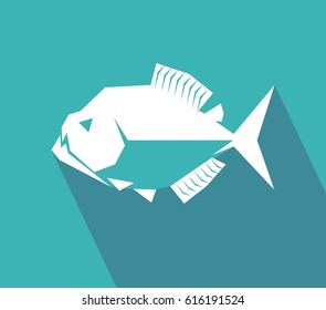 The piranha logo. Turquoise background. Vector