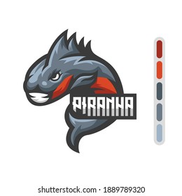Piranha mascot with incorporated typography.