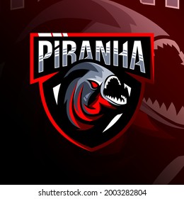 Piranha mascot logo template design