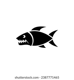 Piranha predatory fish vector isolated icon.