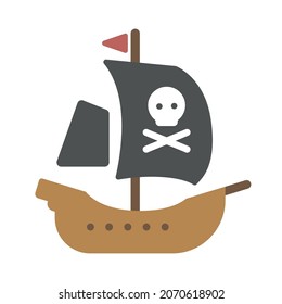 Pirat ship vector illustration in cartoon style. Flat design for mobile app and web sites. 