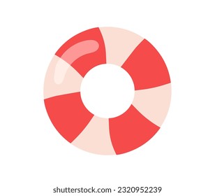 Pirate adventure lifebuoy concept. Red and white rubber circle for swimming in sea, ocean or swimming pool. Safety and security. Cartoon flat vector illustration isolated on white background