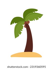 Pirate adventure palm concept. Tropical and exotic tree with coconuts. Flora of island. plants. Social media sticker. Cartoon flat vector illustration isolated on white background