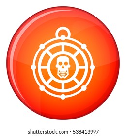 Pirate amulet icon in red circle isolated on white background vector illustration