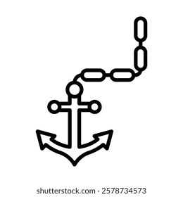 Pirate Anchor Chain Vector Line Icon Design