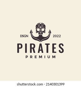 pirate anchor with skull logo design, vector graphic symbol icon illustration creative idea