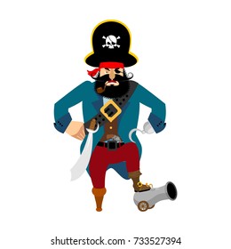Pirate angry. filibuster evil. buccaneer aggressive. Vector illustration
