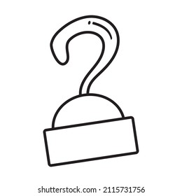 Pirate arm hook prosthesis. Black and white simple illustration of hook vector