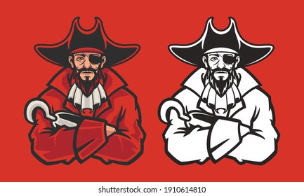 pirate with arms crossed vector illustration