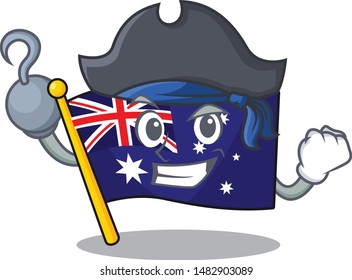 Pirate australian flag clings to cartoon wall