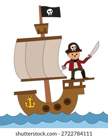 Fondo pirata con la espada en el barco