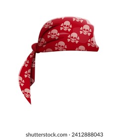 Pirate bandana, cartoon red corsair textile headwear with skull and crossbones motifs. Isolated vector sailor head scarf, vintage rover handkerchief, filibuster costume signifies buccaneer spirit svg