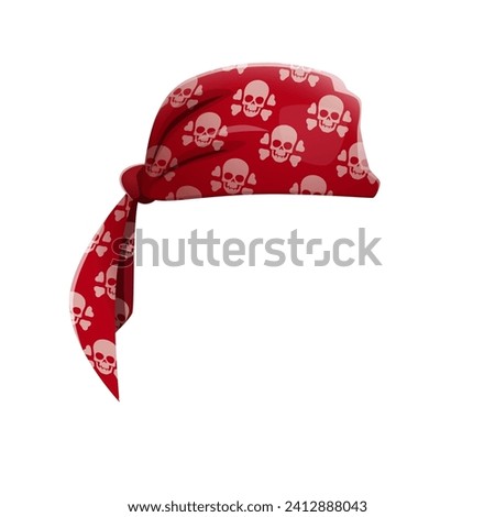 Pirate bandana, cartoon red corsair textile headwear with skull and crossbones motifs. Isolated vector sailor head scarf, vintage rover handkerchief, filibuster costume signifies buccaneer spirit ストックフォト © 