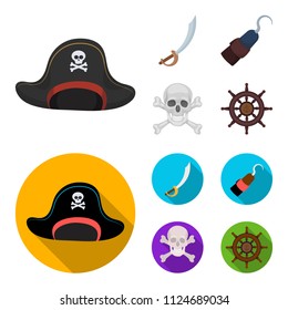 Pirate, bandit, cap, hook .Pirates set collection icons in cartoon,flat style vector symbol stock illustration web.