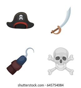 Pirate, bandit, cap, hook .Pirates set collection icons in cartoon style vector symbol stock illustration web.