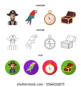 Pirate, bandit, hat, bandage .Pirates set collection icons in cartoon,outline,flat style vector symbol stock illustration web.
