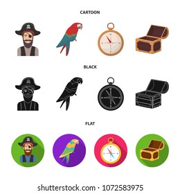 Pirate, bandit, hat, bandage .Pirates set collection icons in cartoon,black,flat style vector symbol stock illustration web.