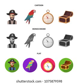 Pirate, bandit, hat, bandage .Pirates set collection icons in cartoon,flat,monochrome style vector symbol stock illustration web.