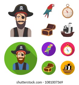Pirate, bandit, hat, bandage .Pirates set collection icons in cartoon,flat style vector symbol stock illustration web.