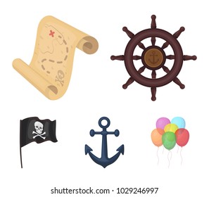 Pirate, bandit, rudder, flag .Pirates set collection icons in cartoon style vector symbol stock illustration web.