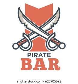 Pirate bar flat logo label isolated on white