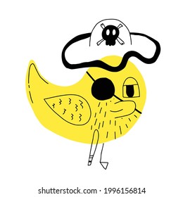 Pirate bath duck, hand drawn, vector illustration