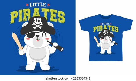 Pirate bear cartoon tshirt and apparel designs