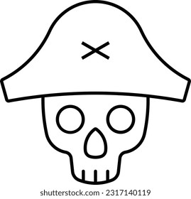 pirate bicorn hat dead piracy Outline