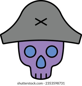 pirate bicorn hat dead piracy Outline